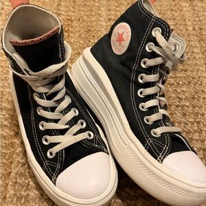 Converse Black High-Top Platform Sneakers Girls Size 4